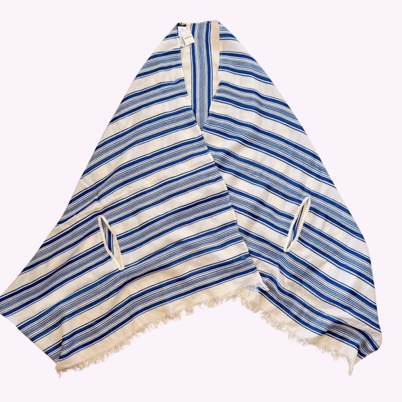 NWT J Crew Women's Summerweight Cape Scarf in Blue Stripe - Picture 2 of 6